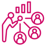 Icono de análisis de competencia rosa de BarmetMedia.
