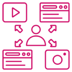 Icono de análisis de tu presencia digital rosa de BarmetMedia.