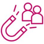 Icono rosa de consigue clientes de forma orgánica con BarmetMedia.