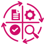 Icono de plan de acción personalizado rosa de BarmetMedia.