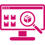 Icono de monitor con lupa y cajas de BarmetMedia.