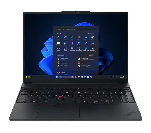 Portátil Thinkpad Lenovo color negro con fondo azul de Windows once de BarmetMedia.
