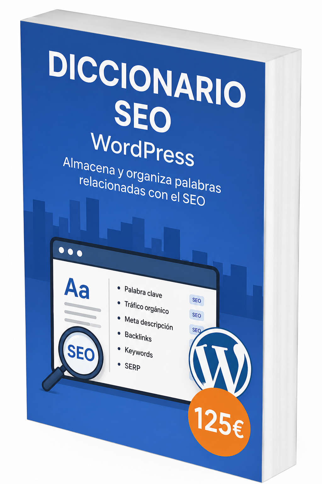 Caja de plugin WordPress Diccionario SEO con interfaz de términos SEO y precio 125€
