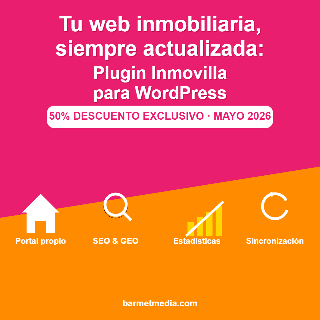 Plugin Inmovilla WordPress - 50% descuento exclusivo mayo 2026 - Barmetmedia