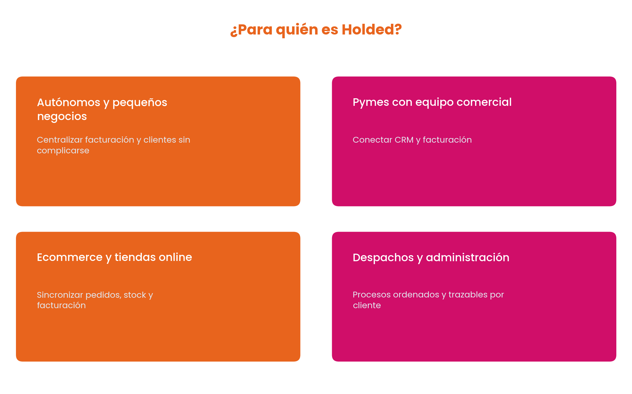 Para quién es Holded: autónomos, pymes, ecommerce y despachos