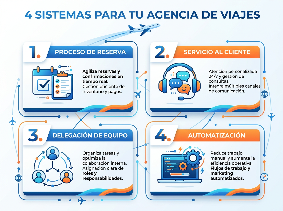 Los 4 sistemas clave para una agencia de viajes que funciona sin el dueño